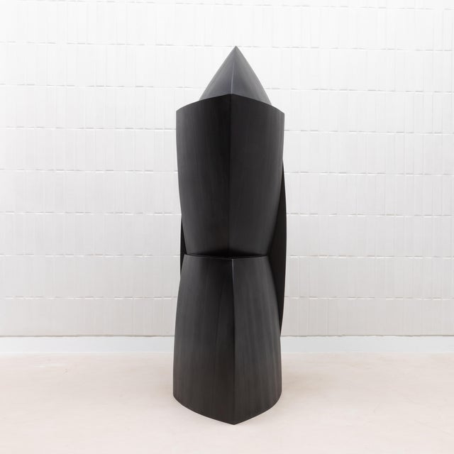 Modern Abstract Sculpture in Black Oak by Patrick Coard Paris For Sale - Image 10 of 12