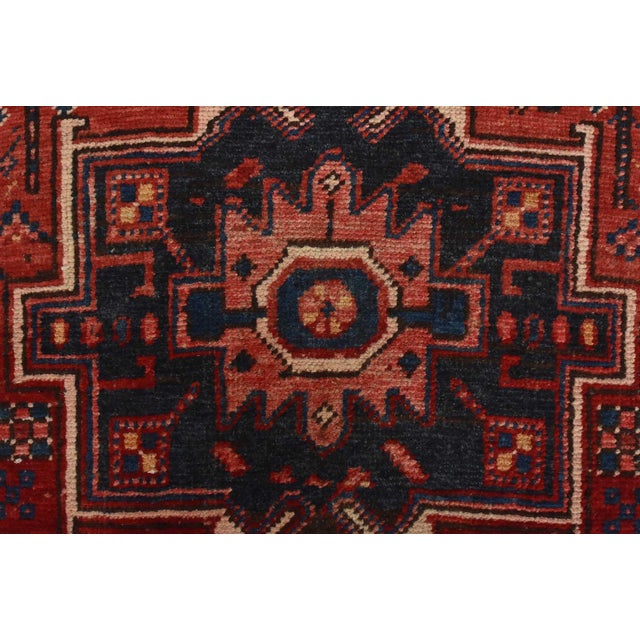 Red Karajeh Runner 3’1” X 11′ Red Wool Semi-Antique Tribal Hand-Knotted Rug For Sale - Image 8 of 15