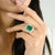 Zambian Emerald Halo Diamond Statement Ring in 18k Solid Gold Size 6.5 For Sale - Image 4 of 12