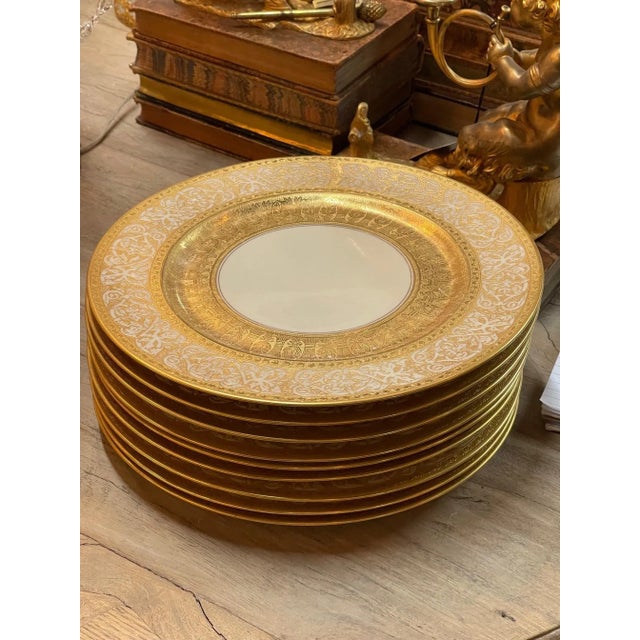 Bavarian China Gold Encrusted Dinner Plates - Set of 10 For Sale - Image 9 of 9