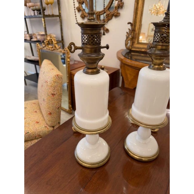 Warren Kessler 1960s Warren Kessler Opaline Lamps - a Pair For Sale - Image 4 of 6