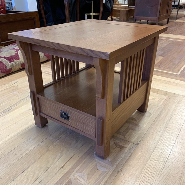 Bassett Furniture Mission Style Oak Side Table Drawer