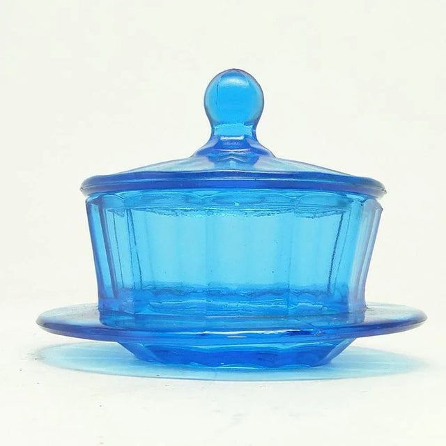 Glass Art Deco Butter Bowl by Niemen Glassworks, Poland, 1930s For Sale - Image 7 of 8