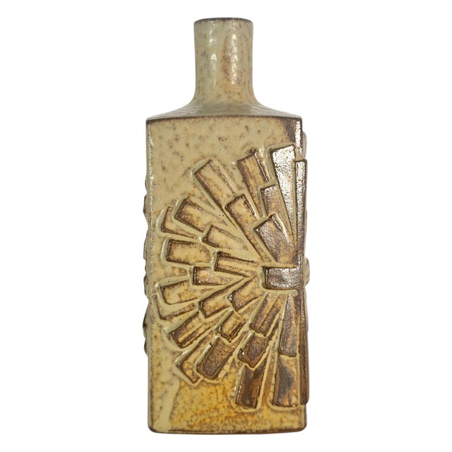 Brown 1960s Otagiri Omc Japanese Sunburst Stoneware Bud Vase For Sale - Image 8 of 10