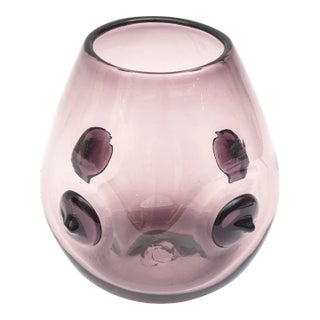 Vintage Rare Wayne Husted for Blenko Signed Purple Nipple Apendage Vase, 1959 For Sale