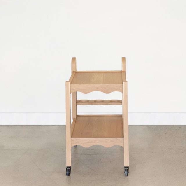 Panoplie Scalloped Bar Cart, White Oak, Attributed For Sale - Image 4 of 9