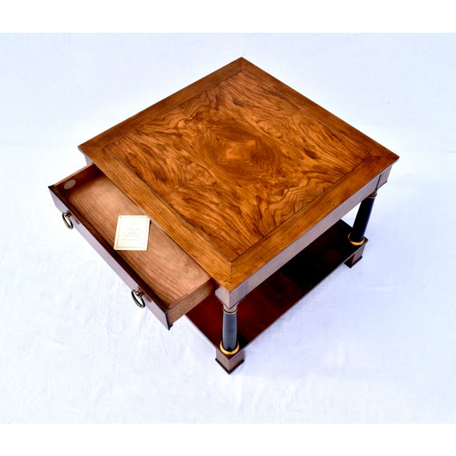 Neoclassical Burl Walnut Side Table by Baker Furniture, Usa For Sale In Philadelphia - Image 6 of 10
