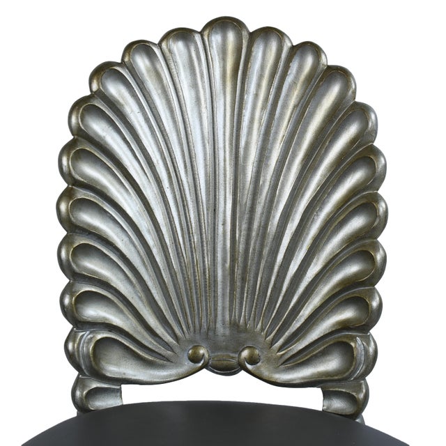 1980s 1980s Pair of Silver Leafed Grotto Swivel Barstools For Sale - Image 5 of 6