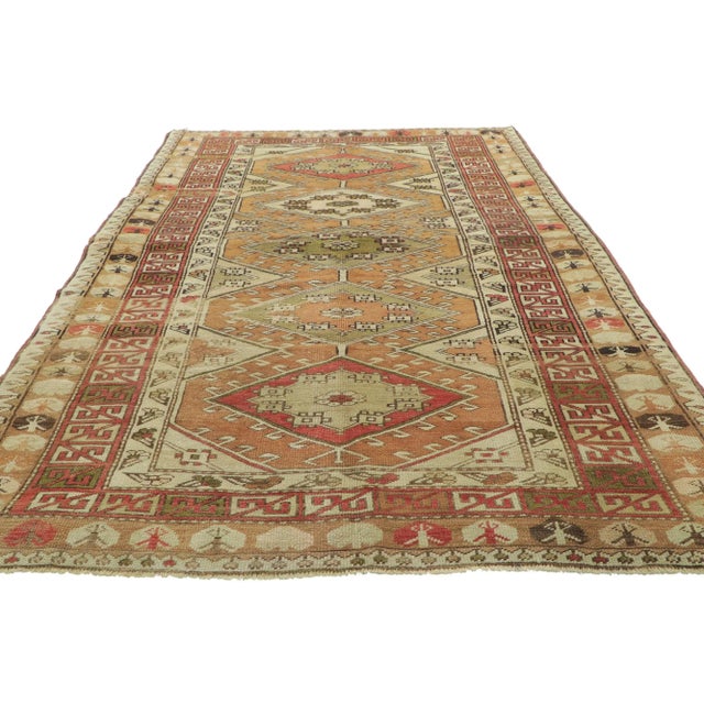 Tribal Vintage Turkish Oushak Rug - 04'04 X 07'07 For Sale - Image 3 of 11