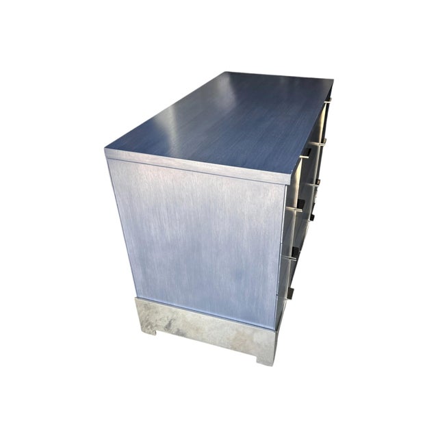 Gray Vintage 1980s Joseph Jeup Modern Chest of Drawers in Gray Wood With Chrome Pulls For Sale - Image 8 of 11