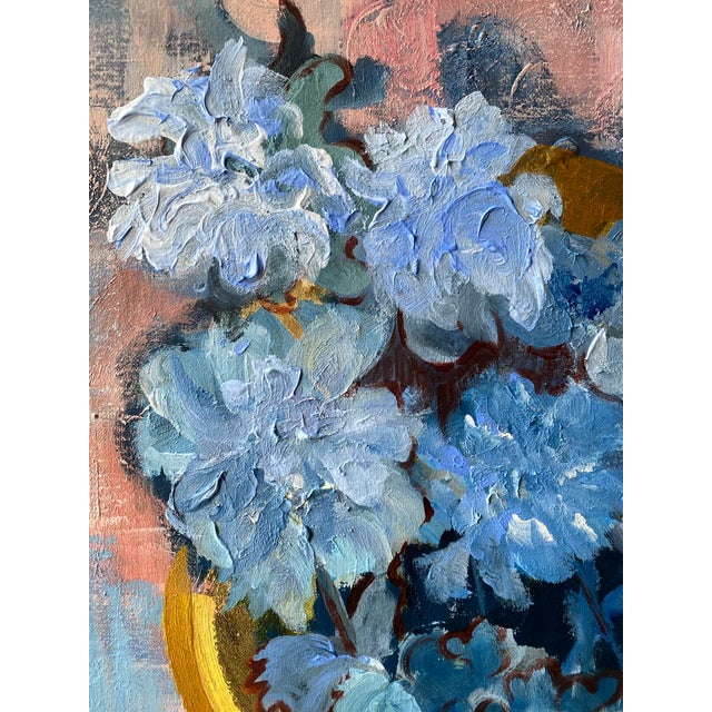 Blue Original-Moonlit Dahlias in Blue-Jardin d'Hiver Series-Shizico Yi-British Awarded Artist For Sale - Image 8 of 17