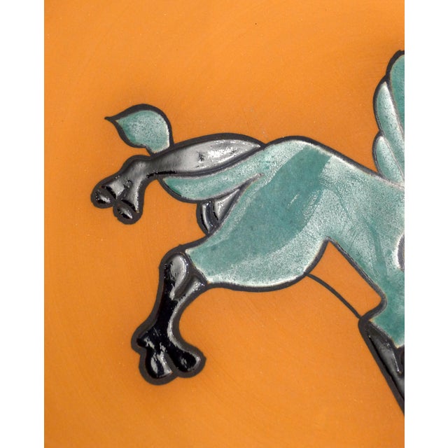 Ceramic Decorative Griffon Wall Plate in Terracotta and Cloisonné Enamel from Studio Wallada, Spain, 1980s For Sale - Image 7 of 12