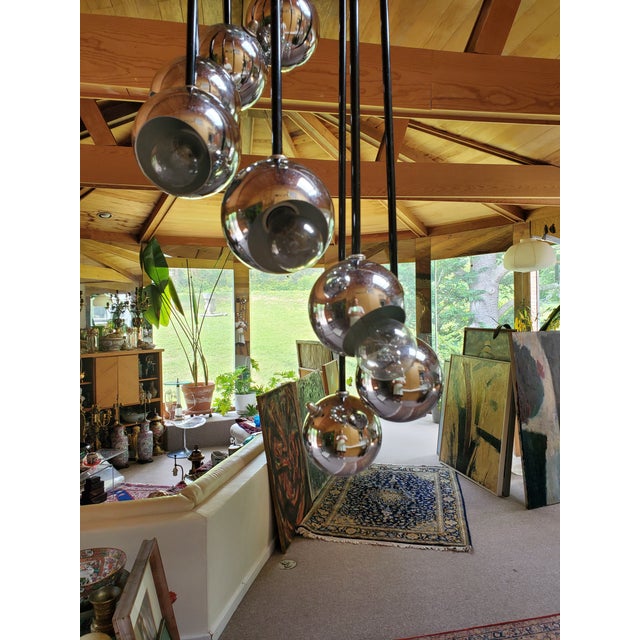 Mid Century Modern Sonneman Style Helmet Chandelier For Sale - Image 4 of 9