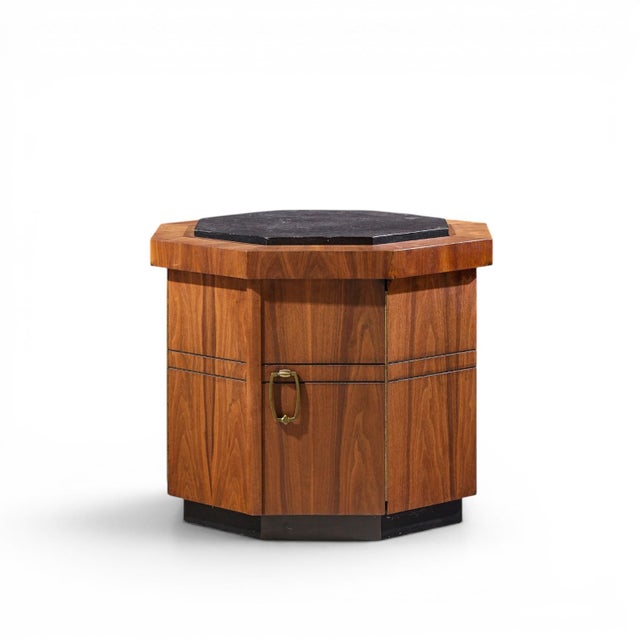 Brown Jack Cartwright for Founders Style Mid Century Walnut and Slate Side Tables - Pair For Sale - Image 8 of 11