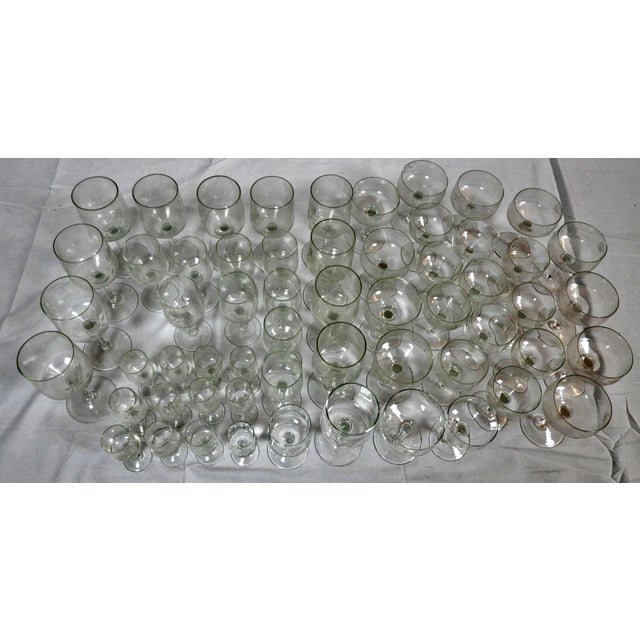 1970s 58pcs Crystal Wine Glasses Set- 5 Sizes -1970 Society Crystal -Delicate Flower Etched Design For Sale - Image 5 of 18