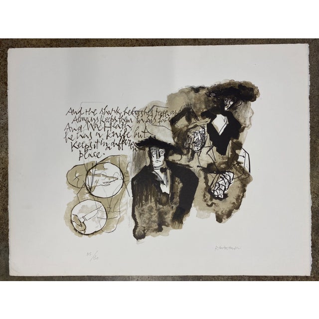 Abraham Rattner (1895 – 1978) "And the Shark he has his Teeth" from Beggar's Opera Portfolio, lithograph on paper, pencil...