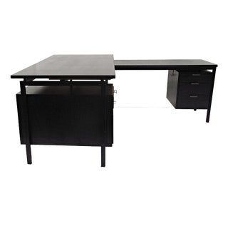 Writing Desk with Typewriter Desk in Black Stained Oak by Herbert Hirche for Christian Holzäpfel KG, Germany, 1960s For Sale