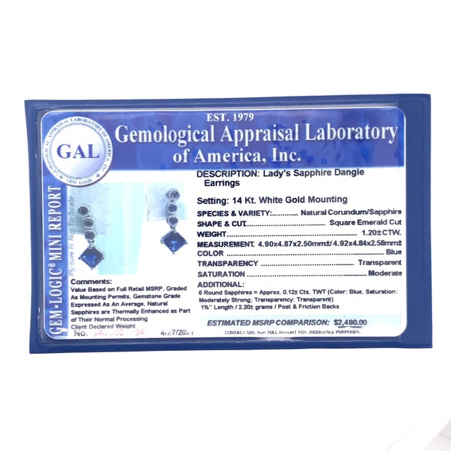 Traditional Natural Sapphire Dangle Earrings 14k Gold 1.32 TCW Certified For Sale - Image 3 of 11