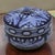 The Decorative Chris Madden Ladybugs Blue & White Leaf Floral Lidded Porcelain Jar is a medium-sized, round trinket...
