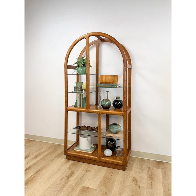 Brown Danish MCM Bentwood Display Shelf Glass Shelves Vintage Etagere Bookcase For Sale - Image 8 of 13