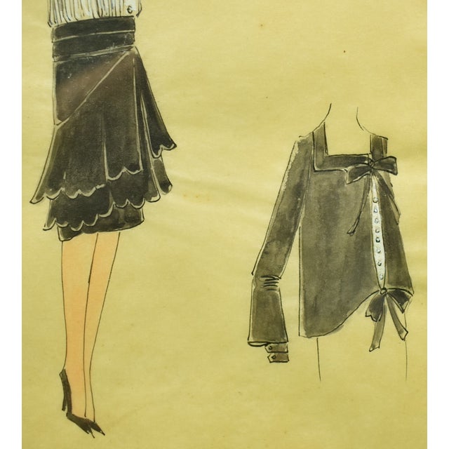 Lanvin of Paris C1920s Fashion Model Original Watercolour For Sale In New York - Image 6 of 7