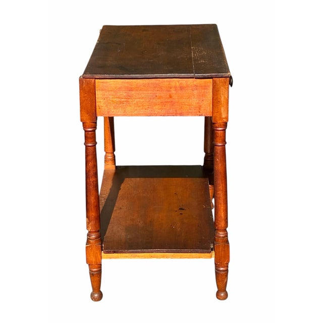 Brown Antique Country Primitive Cherry & Pine Farmhouse Work Table / Server 31” Wide For Sale - Image 8 of 10