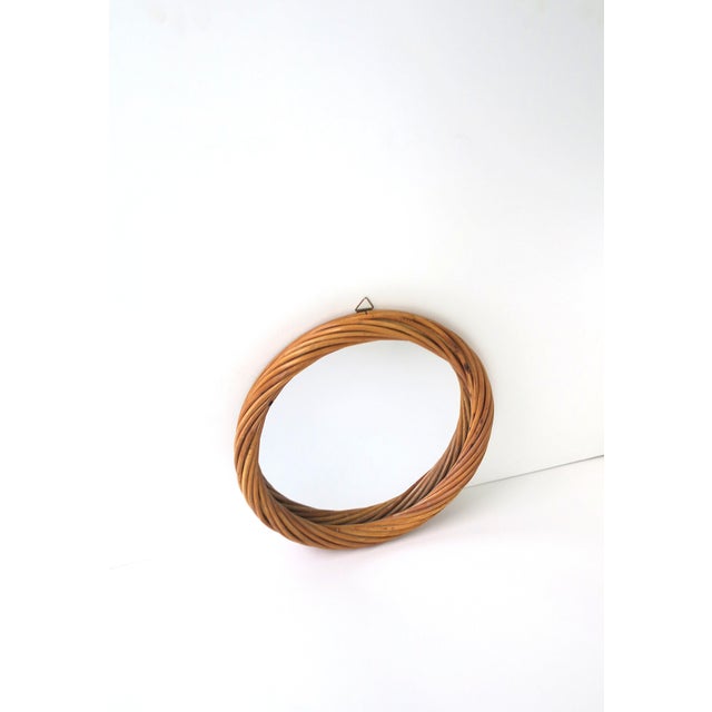 Wicker Rattan Round Wall Mirror, Circa 1970s - 1980s For Sale In New York - Image 6 of 9