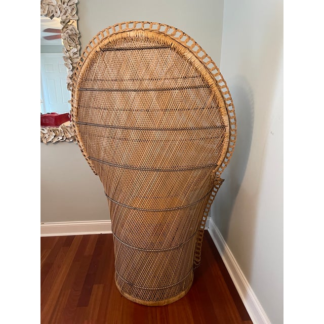 1970s Grand Vintage Rattan Peacock Chair For Sale - Image 5 of 7