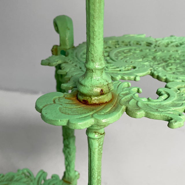 Green Italian Art Deco Plant Stands in Green Cast Iron, 1930s, Set of 2 For Sale - Image 8 of 18