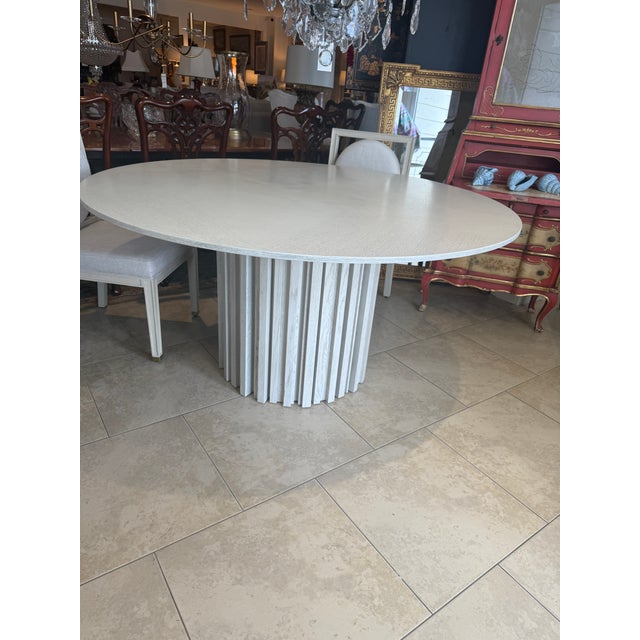 Huxley 60" Round Dining Table by Baker Furniture in the Ecru Finish, Item # BAA3054. A beautiful round Classic...