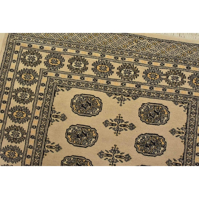 Bokhara Rug 4′ X 6’3” Beige Wool Tribal Hand-Knotted Oriental Carpet For Sale In Philadelphia - Image 6 of 11