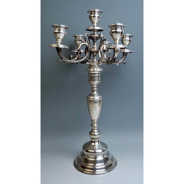 Viennese Art Nouveau Silver 5-Light Candelabra by Josef Kurzweil, 1900s For Sale - Image 4 of 8