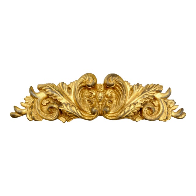 French Hand Carved Giltwood Pediment Architectural Element For Sale