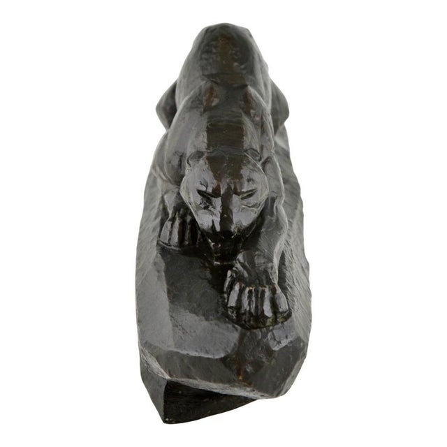 Art Deco Bronze Panther Sculpture by André Vincent Becquerel, Susse Frères Foundry, 1925 For Sale - Image 4 of 15