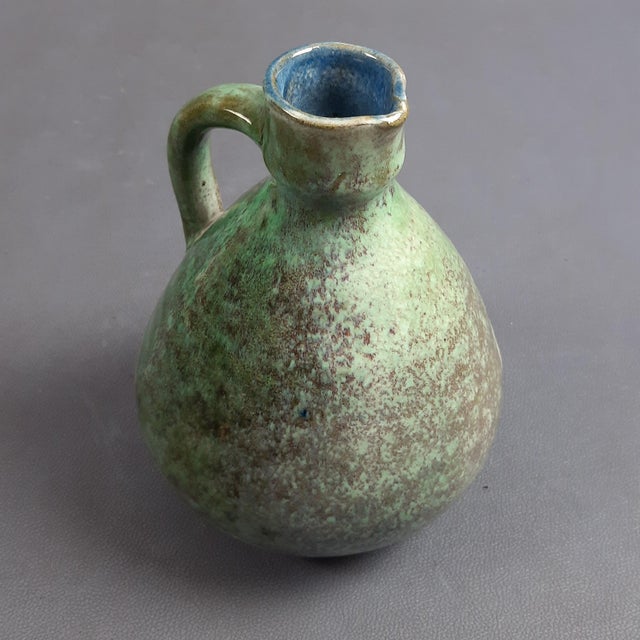 1960s Majolica Jug Artistic Shaded Green Vase, 1960s For Sale - Image 5 of 13