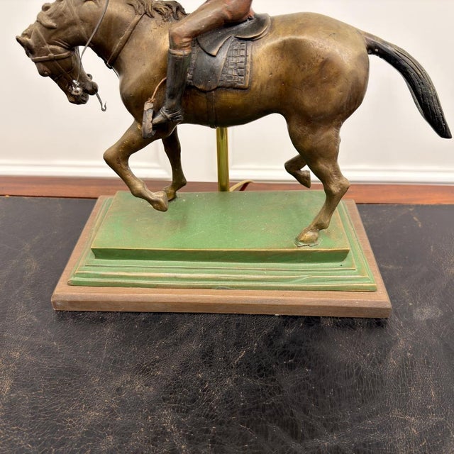 Classic English Bronze Horseman Table Lamp For Sale - Image 9 of 10