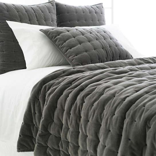 Contemporary Pine Cone Hill by Annie Selke Vienna Velvet Shale Quilt, King For Sale - Image 3 of 5