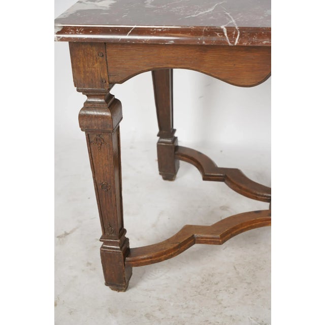 Early 19th Century Antique Early 19c Regence Style Oak & Marble Side Table For Sale - Image 5 of 7