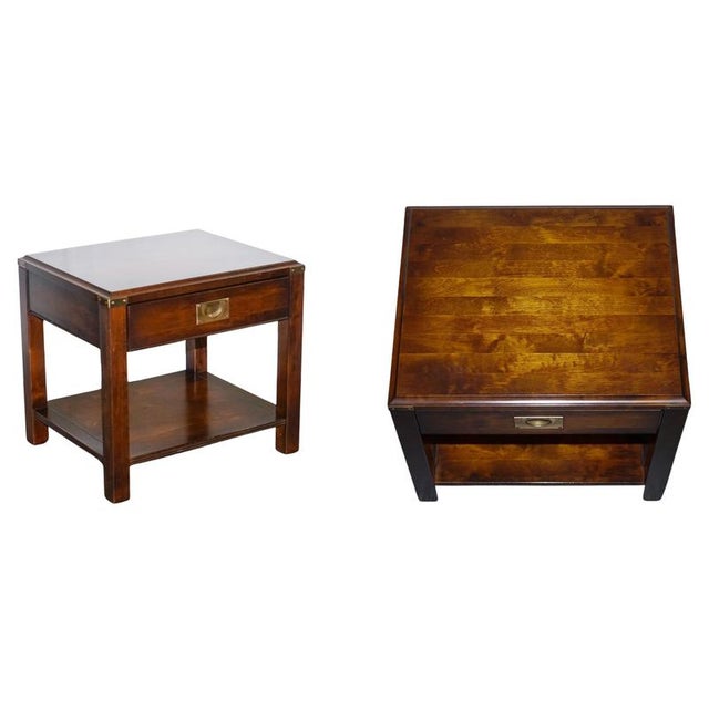 Vintage Military Campaign Mahogany and Brass Nightstand For Sale - Image 16 of 16