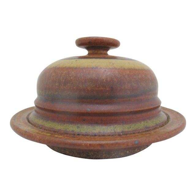 Wally Schwab Nw Studio Pottery Stoneware Small Round Serving Dish With Domed Lid For Sale