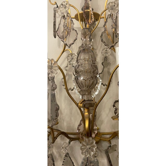 Pair of French Gilt Bronze and Crystal Wall Sconces, Late 19th Century. For Sale - Image 10 of 11