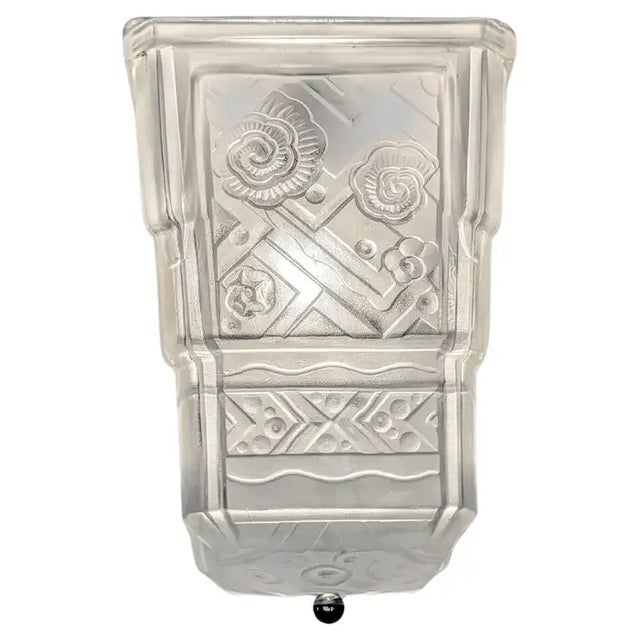 French Art Deco square shaped flush mount created by "Marius Ernest SABINO" (1878-1961). The shade is enhanced by typical...