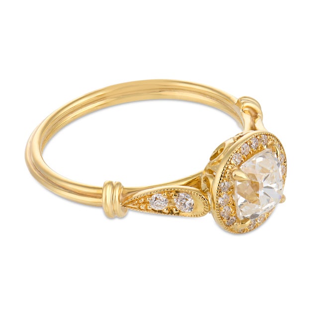 Mid 20th Century Vintage Gia Diamond 18k Yellow Gold Engagement Ring, Size 6 For Sale - Image 5 of 5