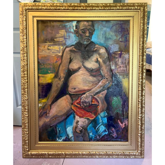 Impressionist Hat in Hand, Portrait of a Man, Life Size Oil Paintings, by Van Ness For Sale - Image 3 of 7