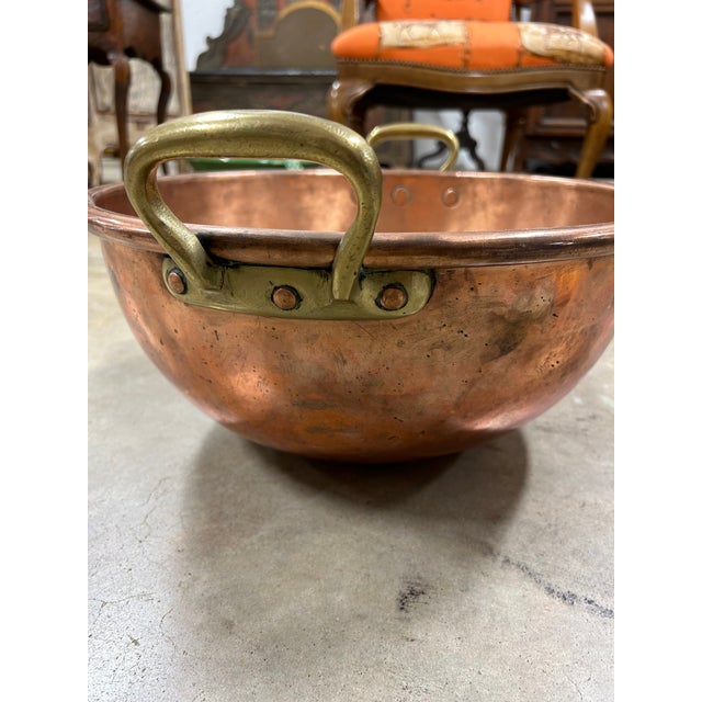 French Copper Chocolate Pot with Brass Handles and Copper Rivets