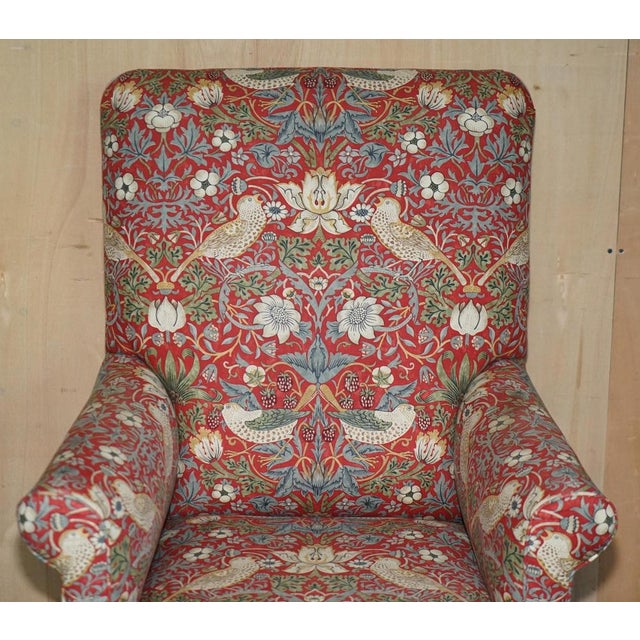 Modern Strawberry Thief Fabric Library Lounge Chair from William Morris For Sale - Image 3 of 18