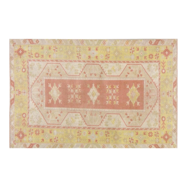 Vintage Turkish Anatolian Hand Knotted Wool Rug, 4'x6'1" For Sale