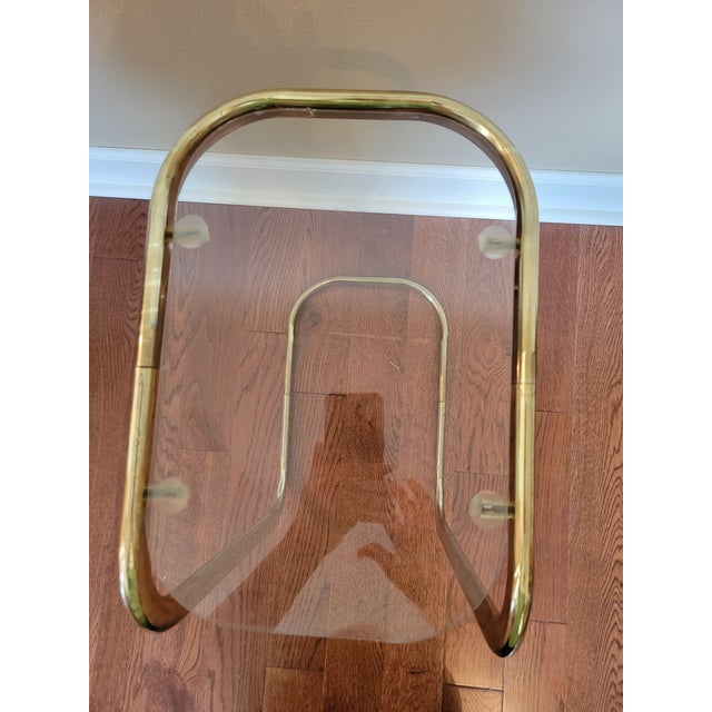 Metal Mid-Century Modern Milo Baughman Style Brass Side Tables - a Pair For Sale - Image 7 of 11