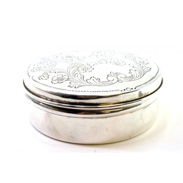 Circular Silver Box with Plant Reliefs For Sale - Image 3 of 8