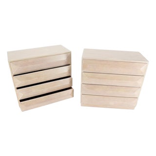 Pair Solid Mahogany Raised Front Mid Century Modern Bleached Bachelor Chest MINT For Sale